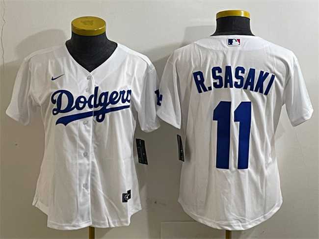 Womens Los Angeles Dodgers #11 Roki Sasaki White Cool Base Stitched Jersey